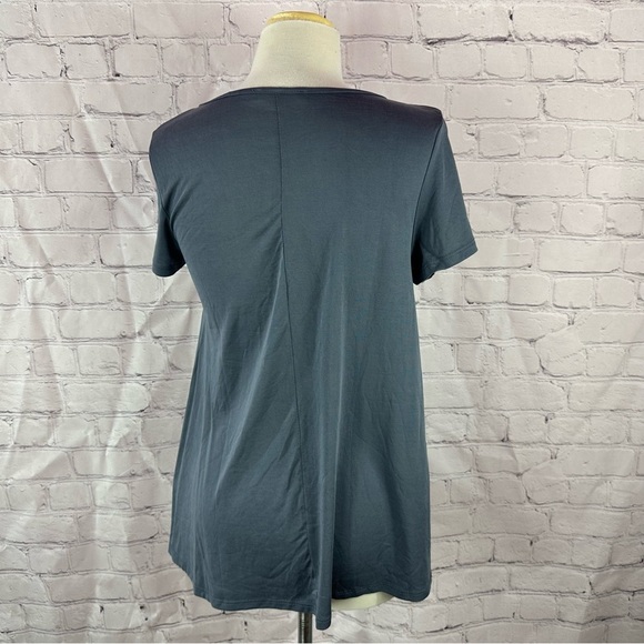 NWT entro boutique med grey crisscross v-neck basic modal top neutral layering - Picture 5 of 13